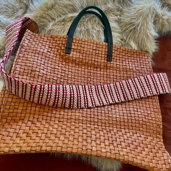 Clare V Handbags - Clare V Brown Woven Leather Simple Tote Like New With Guanabana Handmade Strap